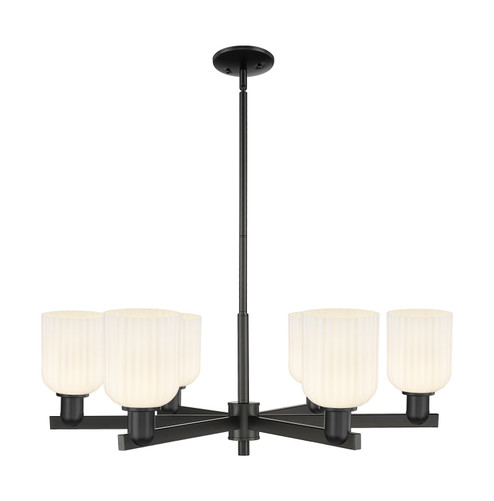 Arcadia Six Light Chandelier in Matte Black (405|7166CRBKG5595GWH)