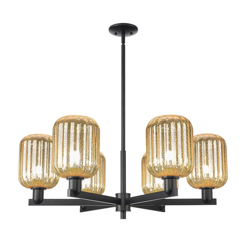 Arcadia Six Light Chandelier in Matte Black (405|7166CRBKG4607ME)
