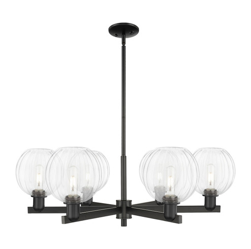 Arcadia Six Light Chandelier in Matte Black (405|7166CRBKG4587CL)