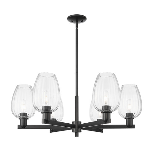 Arcadia Six Light Chandelier in Matte Black (405|7166CRBKG4576CL)