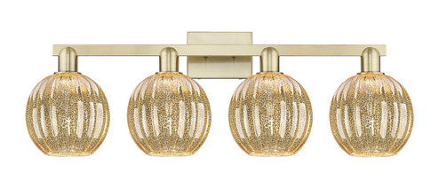 Arcadia Four Light Bath Vanity in Antique Brass (405|7164WABG4587ME)