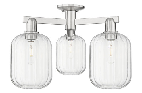 Arcadia Three Light Semi-Flush Mount in Brushed Satin Nickel (405|7163FSNG4607CL)