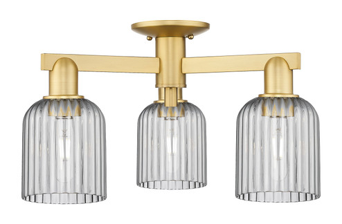 Arcadia Three Light Semi-Flush Mount in Satin Gold (405|7163FSGG5595SM)