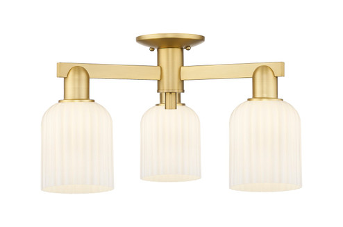 Arcadia Three Light Semi-Flush Mount in Satin Gold (405|7163FSGG5595GWH)