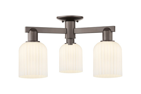 Arcadia Three Light Semi-Flush Mount in Oil Rubbed Bronze (405|7163FOBG5595GWH)