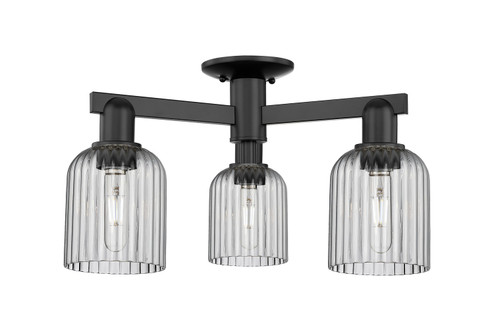 Arcadia Three Light Semi-Flush Mount in Matte Black (405|7163FBKG5595SM)