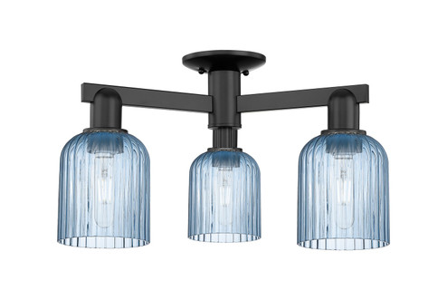 Arcadia Three Light Semi-Flush Mount in Matte Black (405|7163FBKG5595BL)