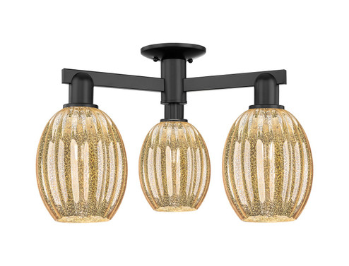 Arcadia Three Light Semi-Flush Mount in Matte Black (405|7163FBKG4596ME)