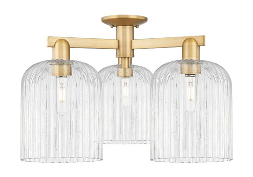 Arcadia Three Light Semi-Flush Mount in Brushed Brass (405|7163FBBG5598CL)
