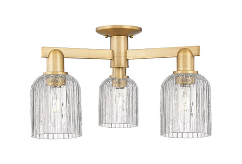 Arcadia Three Light Semi-Flush Mount in Brushed Brass (405|7163FBBG5595CL)
