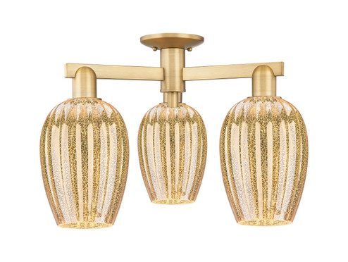 Arcadia Three Light Semi-Flush Mount in Brushed Brass (405|7163FBBG4576ME) Arcadia Three Light Semi-Flush Mount in Brushed Brass (405|7163FBBG4576ME)