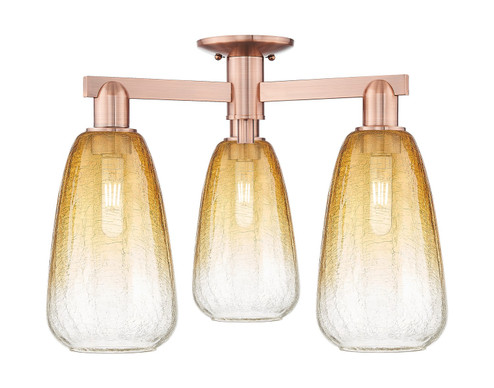 Arcadia Three Light Semi-Flush Mount in Antique Copper (405|7163FACG4806AM)