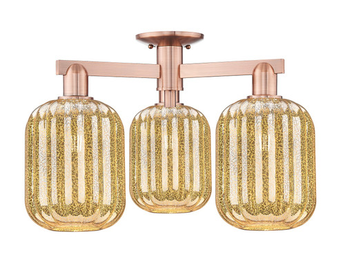 Arcadia Three Light Semi-Flush Mount in Antique Copper (405|7163FACG4607ME)