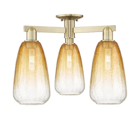 Arcadia Three Light Semi-Flush Mount in Antique Brass (405|7163FABG4806AM)