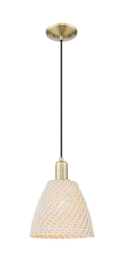Arcadia One Light Mini Pendant in Antique Brass (405|7161PABNBD9NAT)
