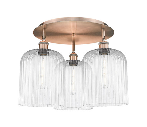 Ballston Three Light Semi-Flush Mount in Antique Copper (405|5163CACG5598CL)