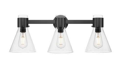 Downtown Urban Three Light Bath Vanity in Matte Black (405|4643WBKG464C7CL) Downtown Urban Three Light Bath Vanity in Matte Black (405|4643WBKG464C7CL)