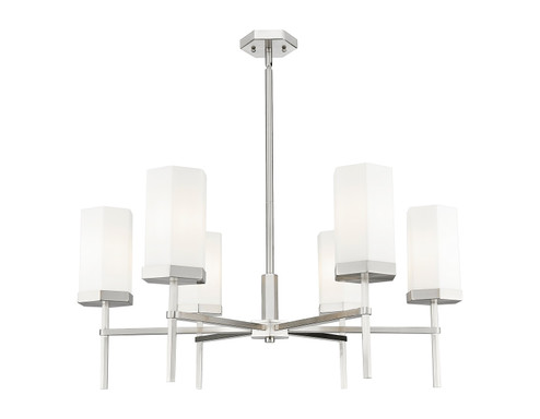Downtown Urban Six Light Chandelier in Satin Nickel (405|4636CRSNG4638WH)