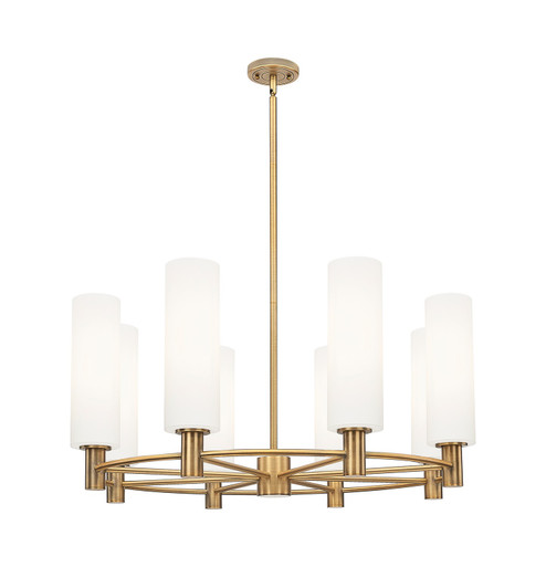 Downtown Urban Eight Light Chandelier in Brushed Brass (405|4348CRBBG43412WH)