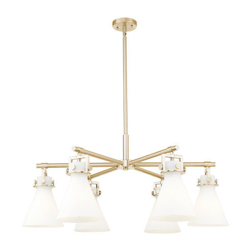 Downtown Urban Six Light Chandelier in Champagne Bronze (405|4116CRCBG4117WH)