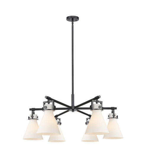Downtown Urban Six Light Chandelier in Matte Black (405|4116CRBKG4117WH)