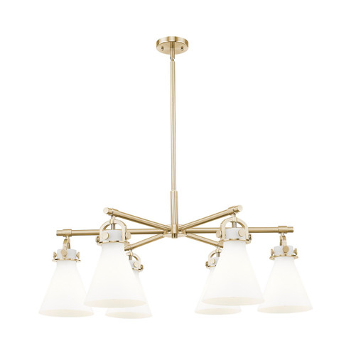 Downtown Urban Six Light Chandelier in Champagne Bronze (405|4106CRCBG4117WH)
