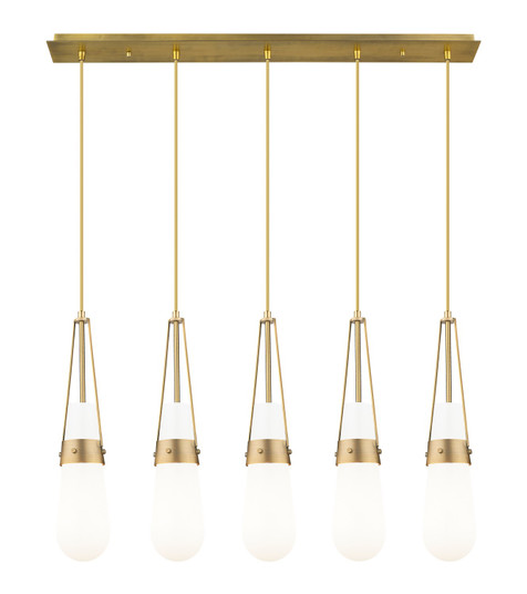 Downtown Urban Five Light Linear Pendant in Brushed Brass (405|1254521PBBG4524GWH)