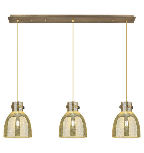 Downtown Urban Three Light Linear Pendant in Brushed Brass (405|1234101PSBBG4128ME)