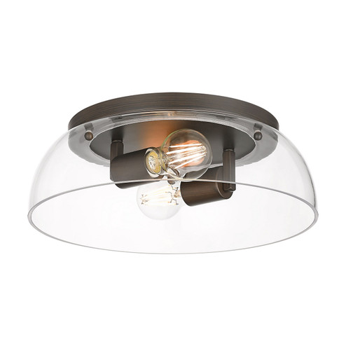 Duncan Two Light Flush Mount in Rubbed Bronze (62|360214RBZCLR)