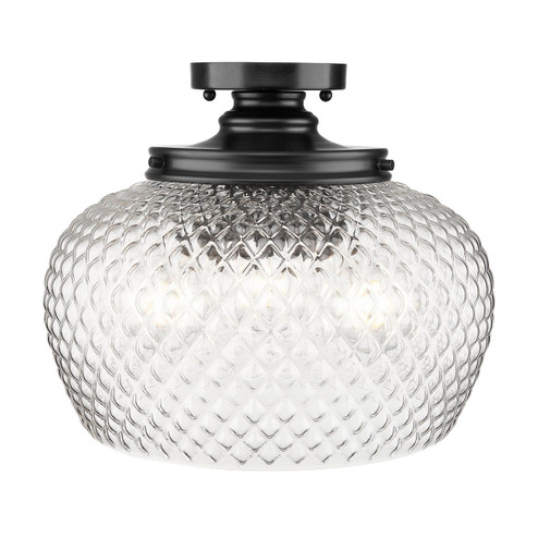 Adeline Three Light Semi-Flush Mount in Matte Black (62|10883SFBLKCLR)