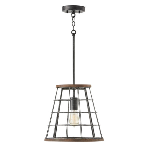 Bracken One Light Pendant in Zinc and Wood (65|AA1001ZW)