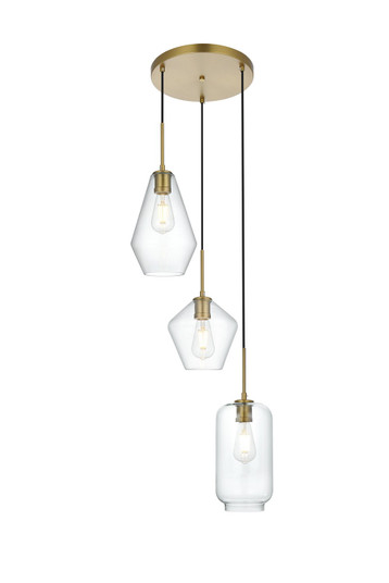 Gene Three Light Pendant in Satin Gold and Clear (173|LD2268SG)