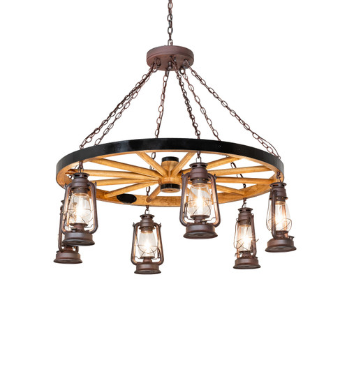 Miners Lantern Six Light Chandelier in Uncle Julio Distressed Wrought Iron (57|283643)