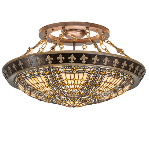 Fleur-De-Lis Four Light Semi-Flushmount in Nu Gold & Copper Vein (57|283082)