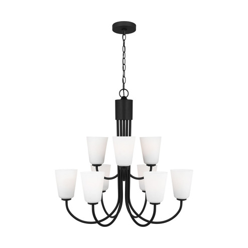 Miles Nine Light Chandelier in Midnight Black (1|GLC1139MBK)