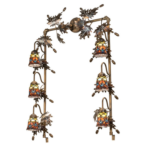 Tiffany Peacock Feather Six Light Vanity in Dark Burnished Antique Copper (57|284421)