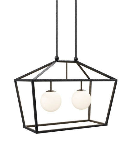 Denison Two Light Lantern in Black/Frosted White (142|95000023)