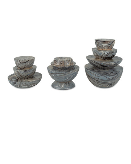 Marbleized Box Set of 3 in Marbleized Gray (142|12001049)