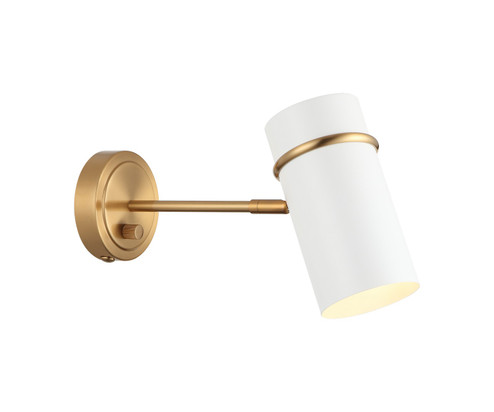 Cilindro One Light Wall Sconce in Aged Gold Brass & White (423|S17711AGWH)