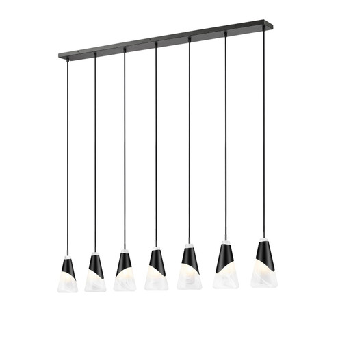 Aimie Seven Light Linear Chandelier in Matte Black (224|828P67LMB)