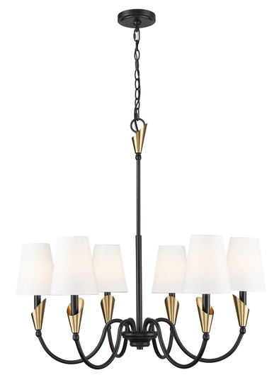Claudelle Six Light Chandelier in Matte Black + Modern Gold (224|401432MBMGLD)