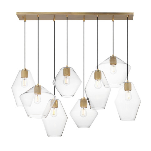 Geode Eight Light Pendant in Natural Aged Brass (16|21339CLNAB)