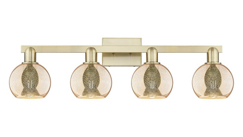 Arcadia Four Light Bath Vanity in Antique Brass (405|7164WABG1286)
