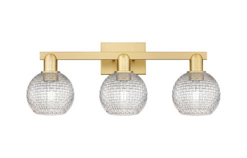 Arcadia Three Light Bath Vanity in Satin Gold (405|7163WSGG122C6CL)
