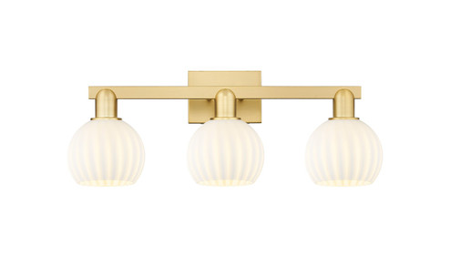 Arcadia Three Light Bath Vanity in Satin Gold (405|7163WSGG12176WV)
