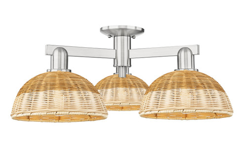 Arcadia Three Light Semi-Flush Mount in Brushed Satin Nickel (405|7163FSNNBD29NAT)