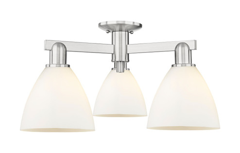 Arcadia Three Light Semi-Flush Mount in Brushed Satin Nickel (405|7163FSNGBD751)