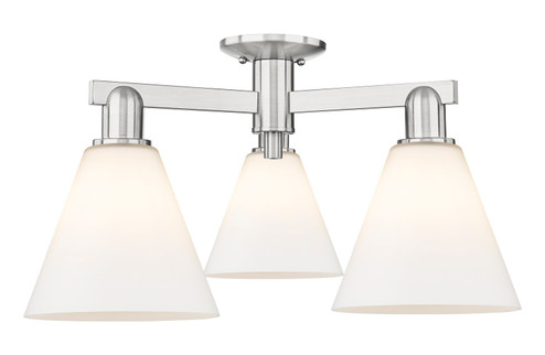 Arcadia Three Light Semi-Flush Mount in Brushed Satin Nickel (405|7163FSNGBC81)