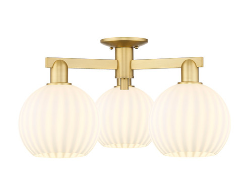 Arcadia Three Light Semi-Flush Mount in Satin Gold (405|7163FSGG12178WV)