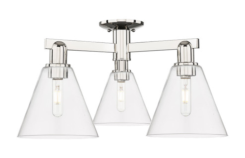 Arcadia Three Light Semi-Flush Mount in Polished Nickel (405|7163FPNGBC82)
